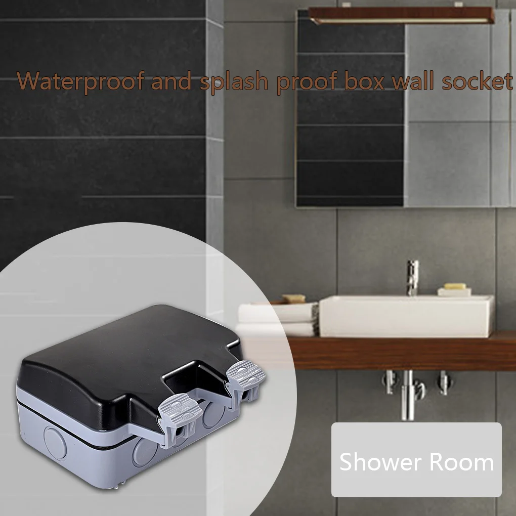

Bathroom Waterproof Two Gang Double Switched Socket IP66 Grade Outdoor Power Wall Outlet EU Plug German Type