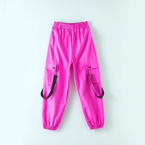 Одежда в стиле хип-хоп для девочек, костюм для джазовых танцев, детские топы без рукавов, свободные розовые красные брюки, одежда для выступлений и уличных танцев в стиле K-POP