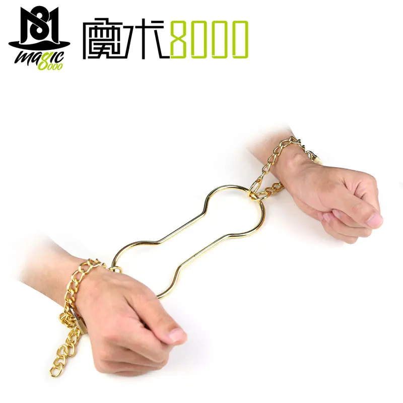 

Chain Shackle Escape Amazing Magic Tricks Handcuffs Stage Props Golden Sliver Accessories 2 Locks Included