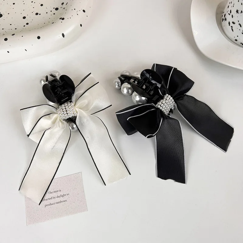 

Elegant Pearl Hair Clip Claws Multi-layer Ribbon Bow Hairpin Hair Clamp for Women Girls Hair Accessories Korean Headpiece