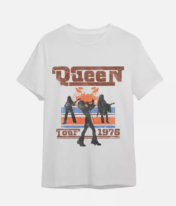 Винтажная футболка в стиле ретро Queen Band 1976 силуэты для любителей музыки