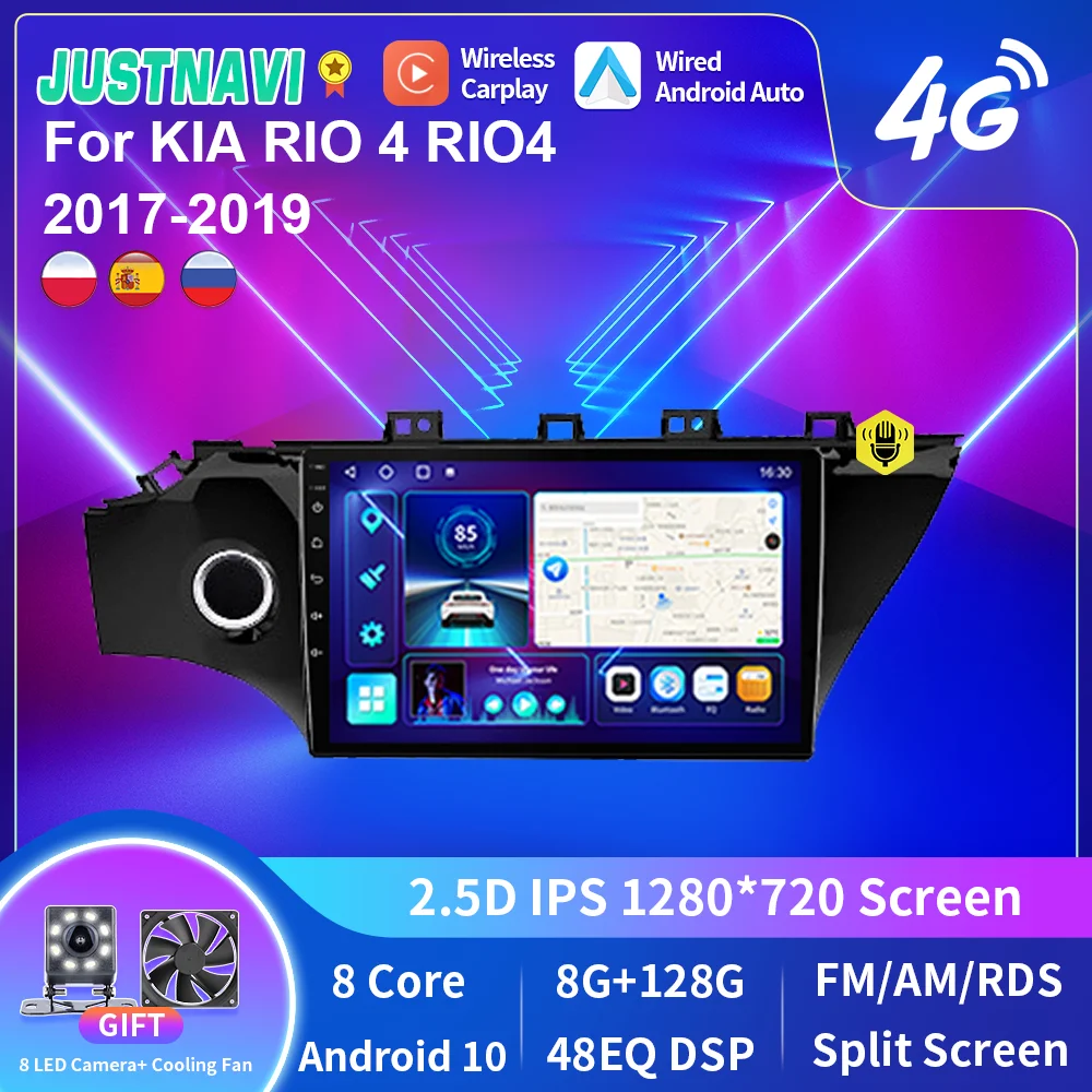 

Автомагнитола JUSTNAVI, 2Din, Android 10, мультимедийный видеоплеер для KIA RIO 4 RIO4 2017-2019, навигация GPS, головное устройство Carplay