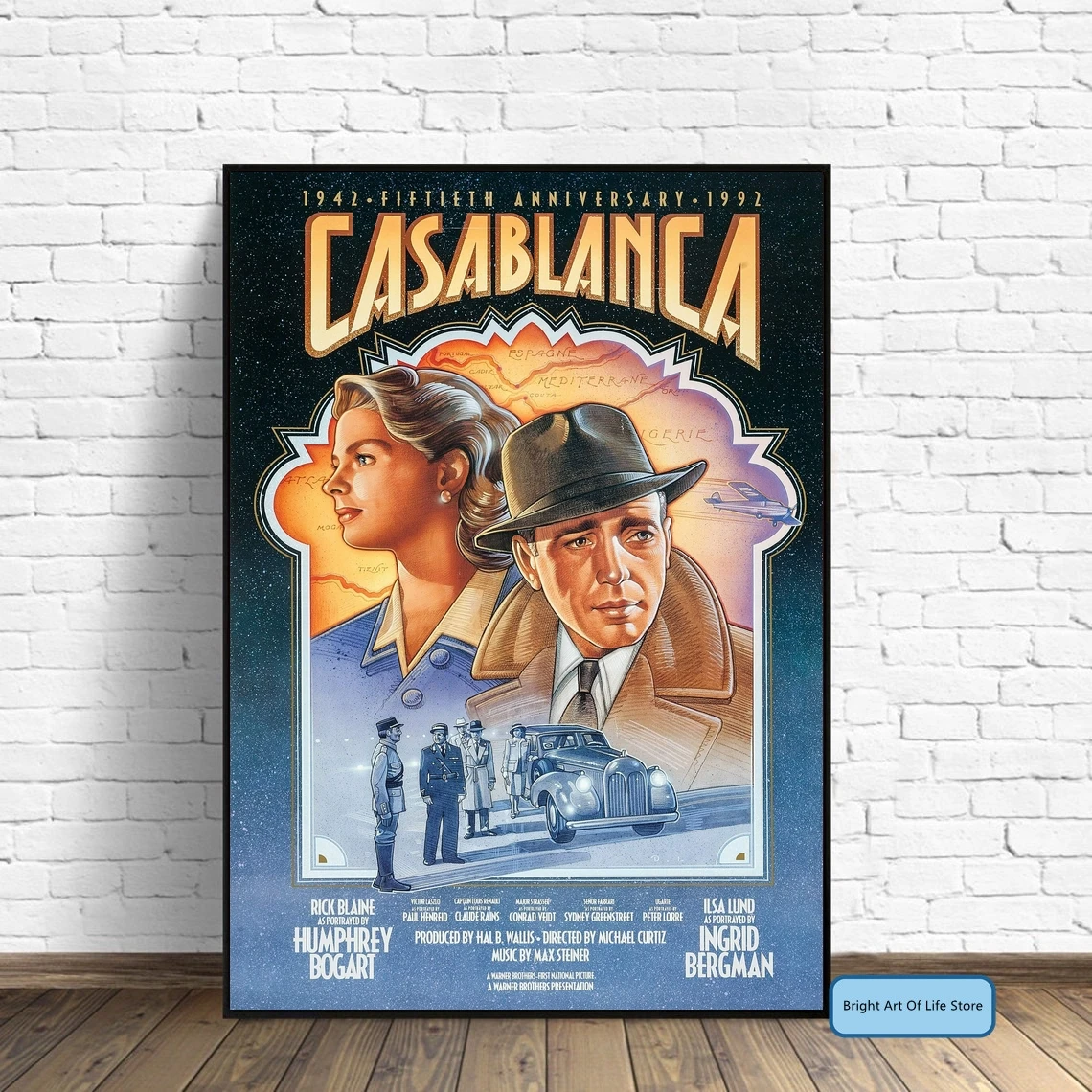 Постер фильма Касабланка обложка фото холст принт настенное искусство домашний