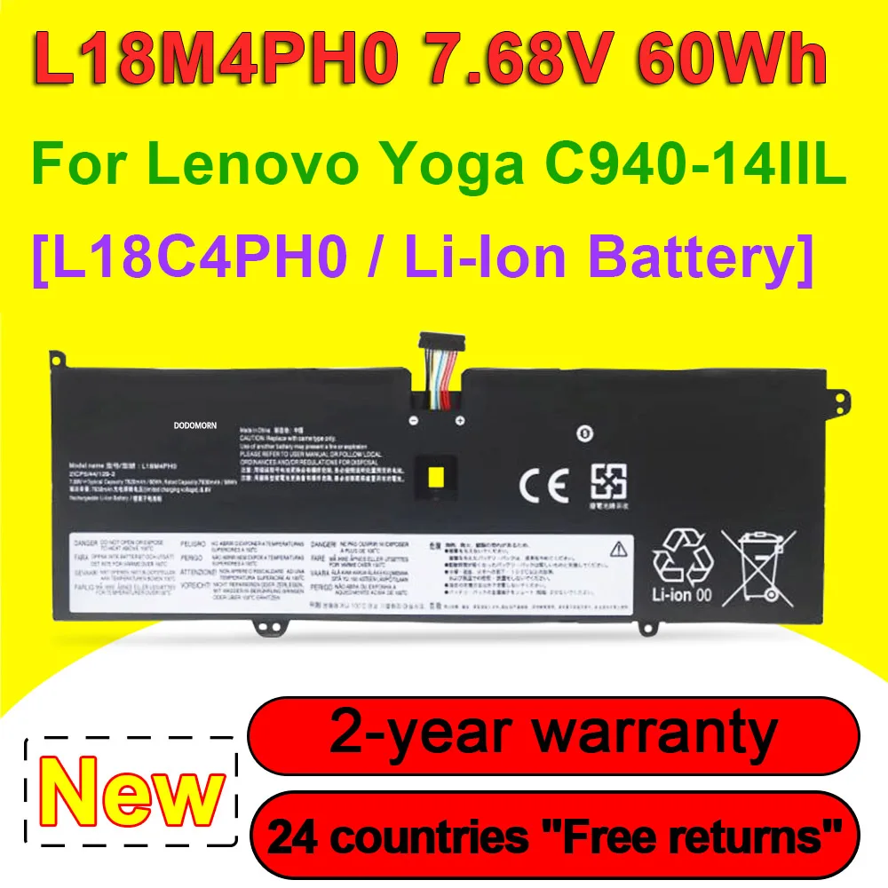 L18M4PH0 Аккумулятор для ноутбука Lenovo Yoga C940-14IIL 81Q9 серии L18C4PH0 5B10T11585 5B10T11586 5B10T11686 5B10W67374 7