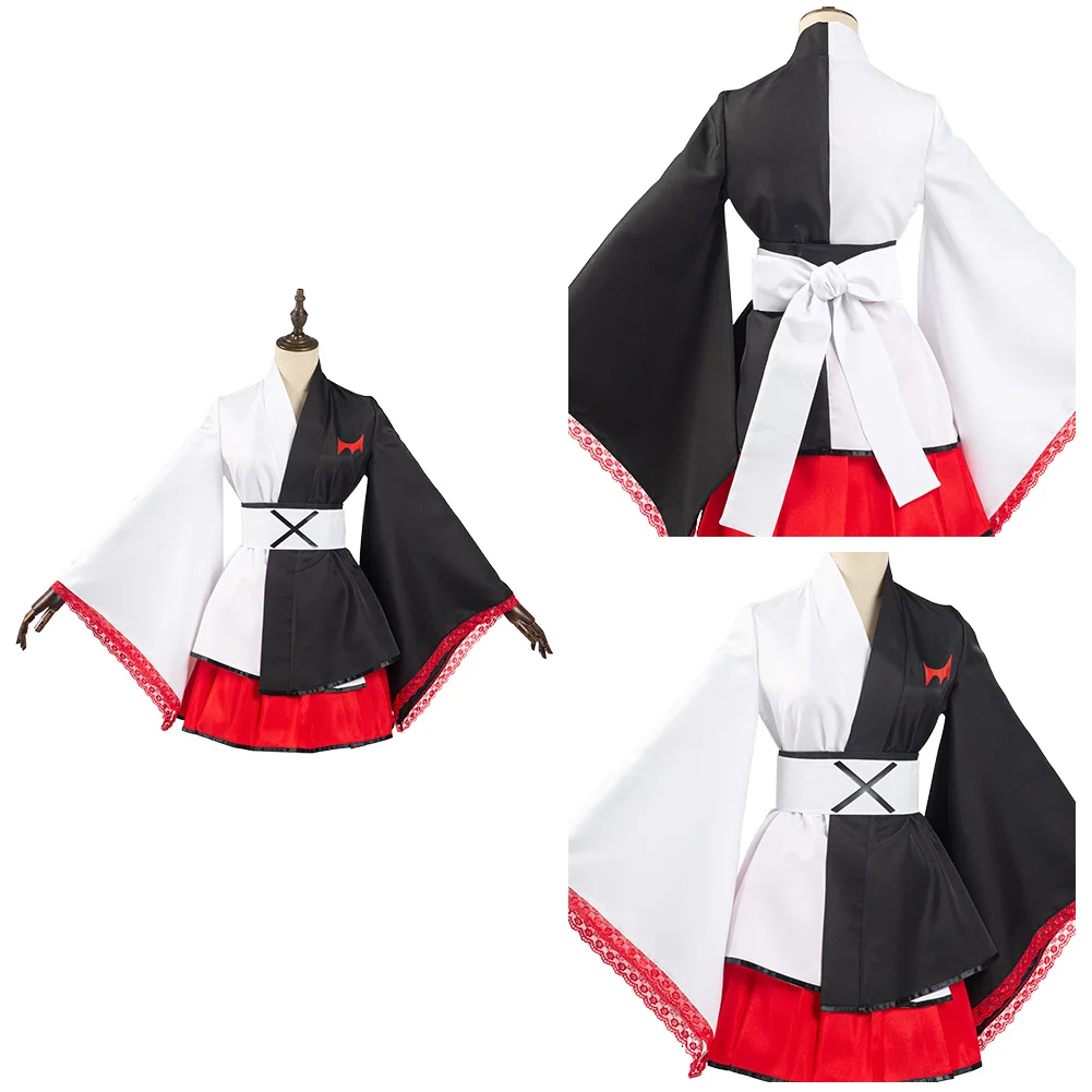 Женский костюм данганронпа черно-белое кимоно с медведем наряды для Хэллоуина и