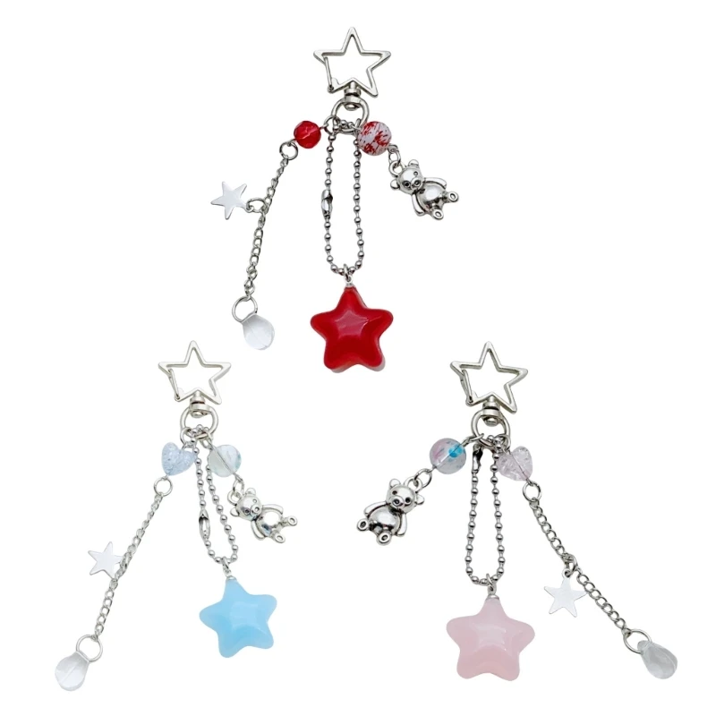 Модный брелок с подвеской в ​​виде звезды и медведя модный кулон для рюкзаков