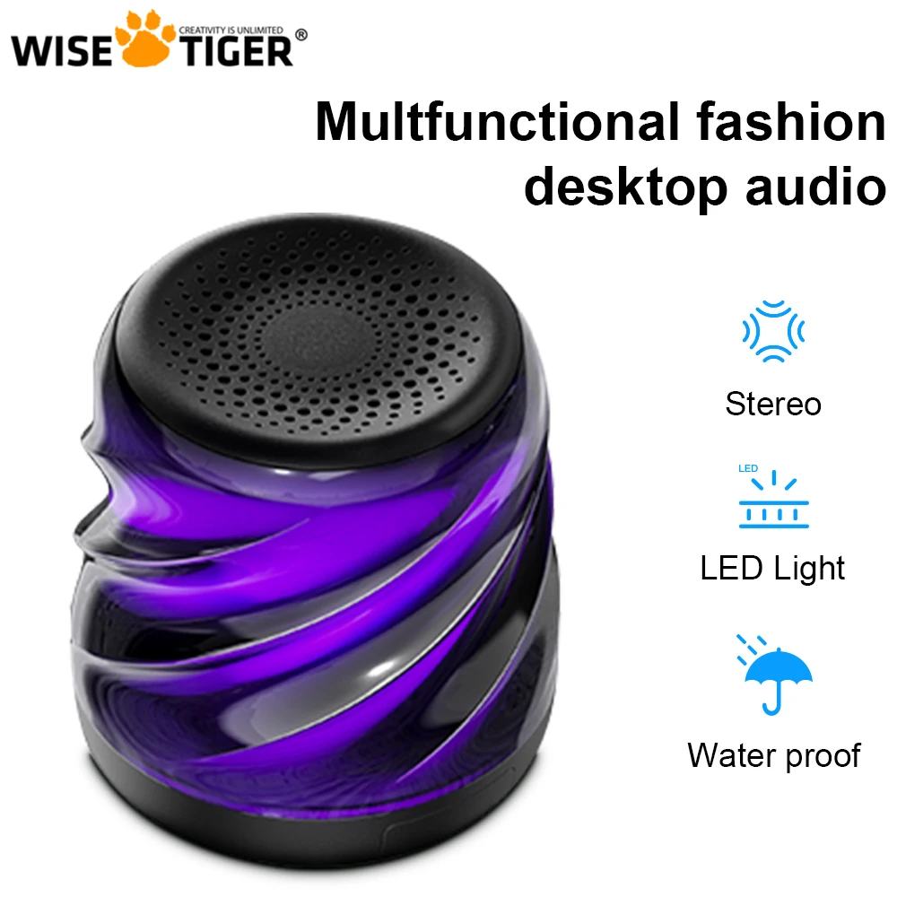 

Мини Bluetooth-динамик WISETIGER, внешняя беспроводная Bluetooth-Колонка со светодиодсветильник