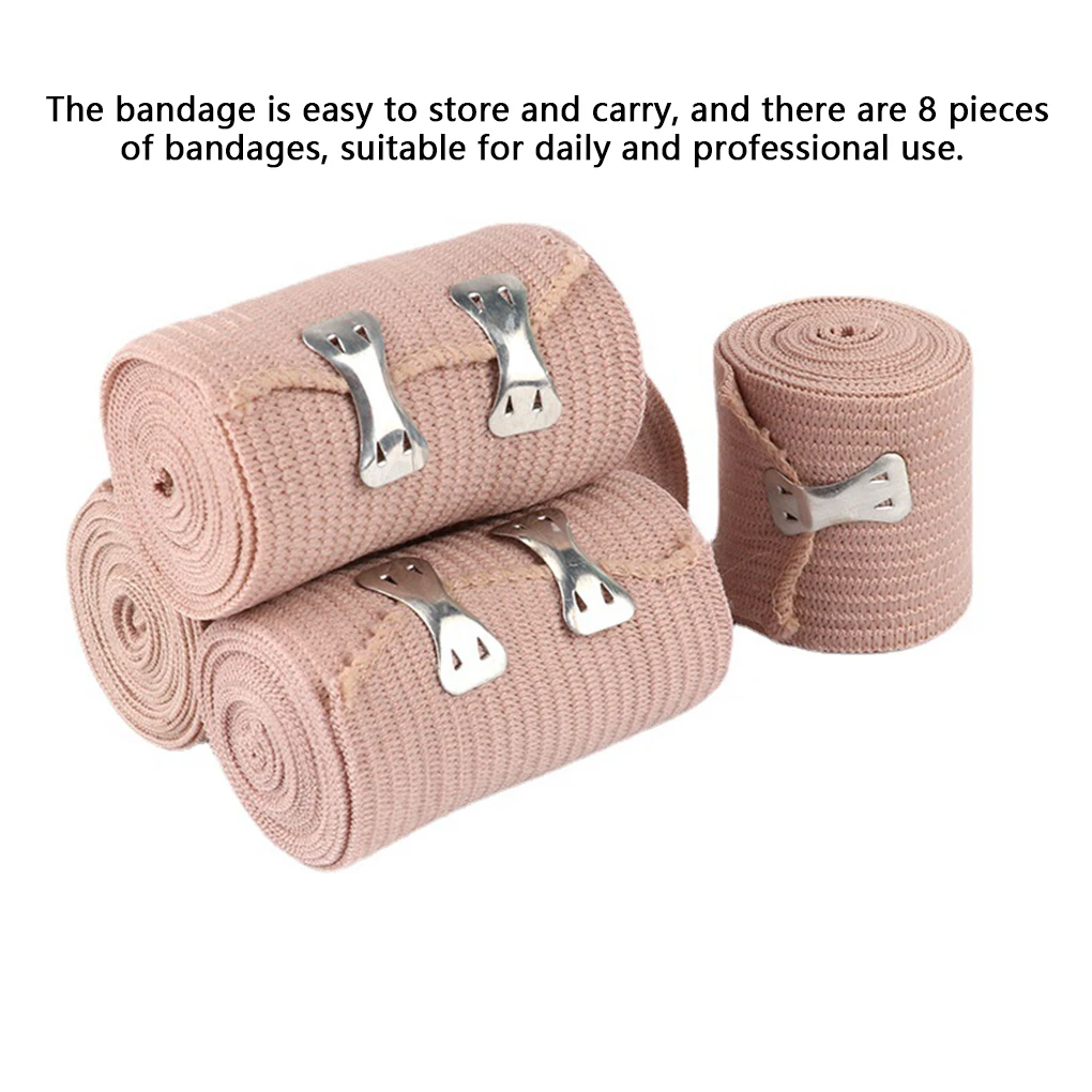 

8 Pieces Elastic Bandage Compression Wraps Leg Wrist Waterproof Skin Color