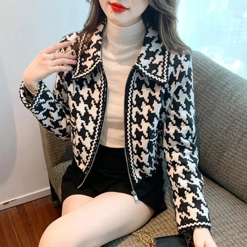 

Women Jacket 2023 New Autumn Checkered Small Fragrant Wind Ladies Short Coat Lady Fashion Versatile Top