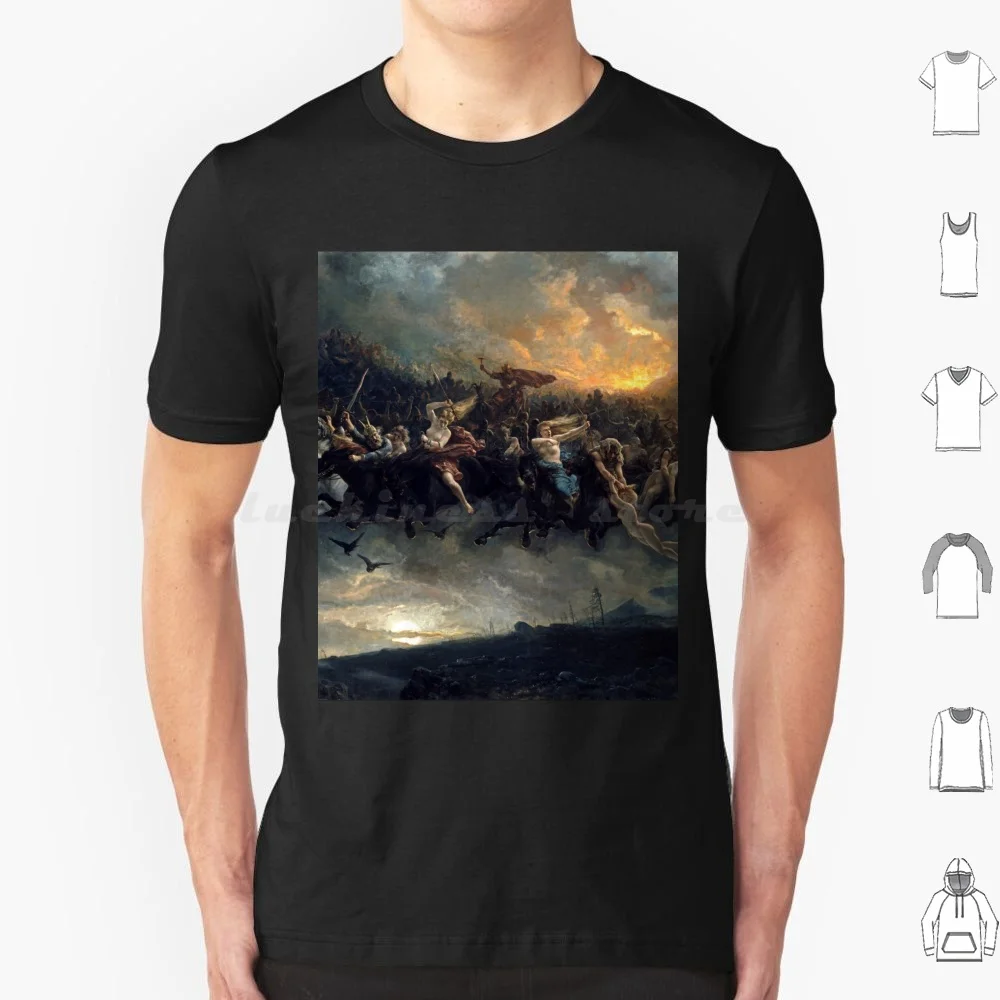 The Wild Hunt Of Odin (The Ride Asgard) By Peter Nicolai Arbo Футболка Хлопок Мужчины Женщины DIY Принт