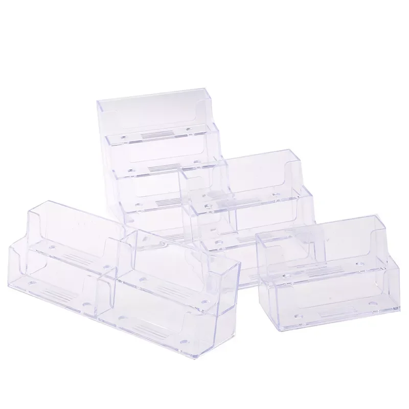 

Desktop Office Business Card Holder Stand Clear Transparent Acrylic Counter Top Display Stand Desk Accessories hot sale