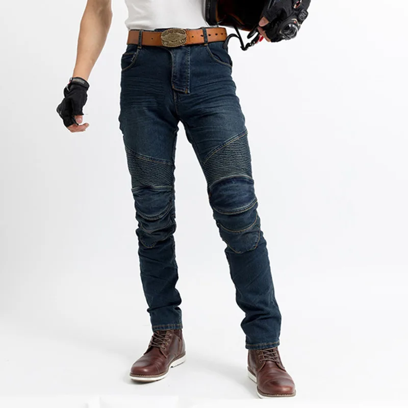 Mens Jeans Knight Pants Motorcycle Jeans Racing Pants Anti-fall Cross-country Motorcycle Winter Moto & Biker Full Length Pants
