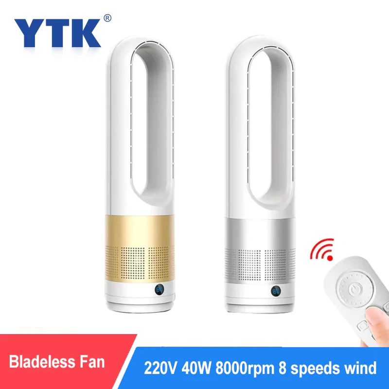 

Electric Bladeless Fan Household Mute Hot and Cold Air Circulation Fan 80°Wide Angle Remote Control Timing 8 Speed