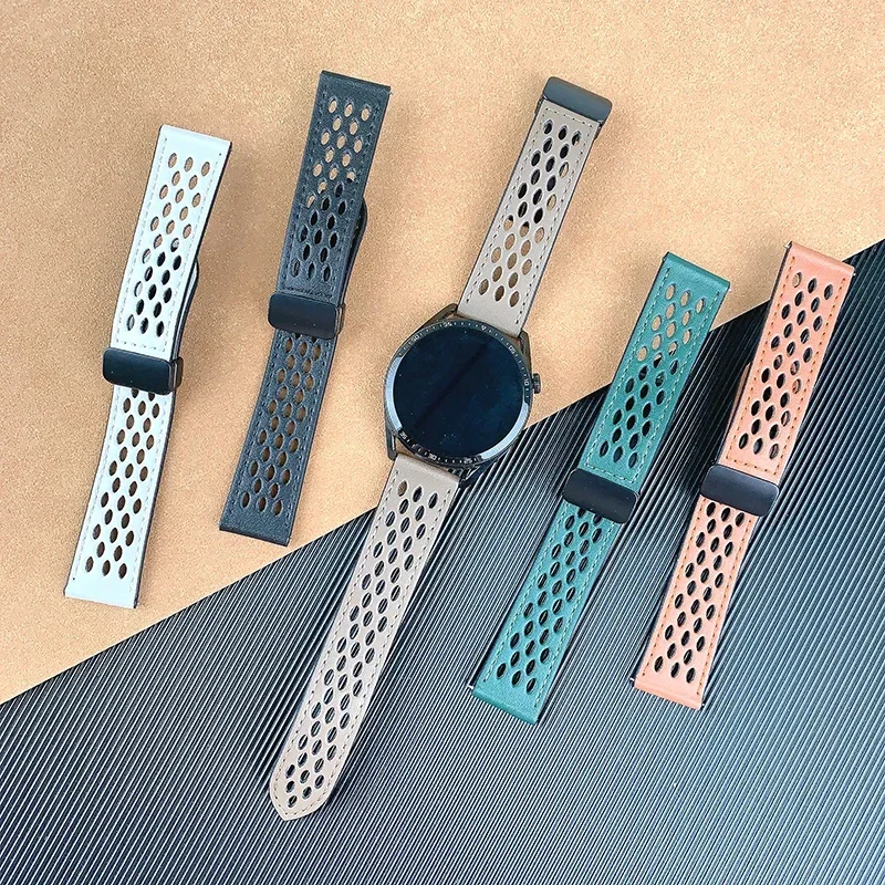 Кожаный ремешок для часов Samsung Galaxy Watch 6 Huawei GT