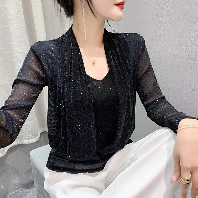Весенне-осенняя новая осенняя модная блузка с длинным рукавом женские уличные