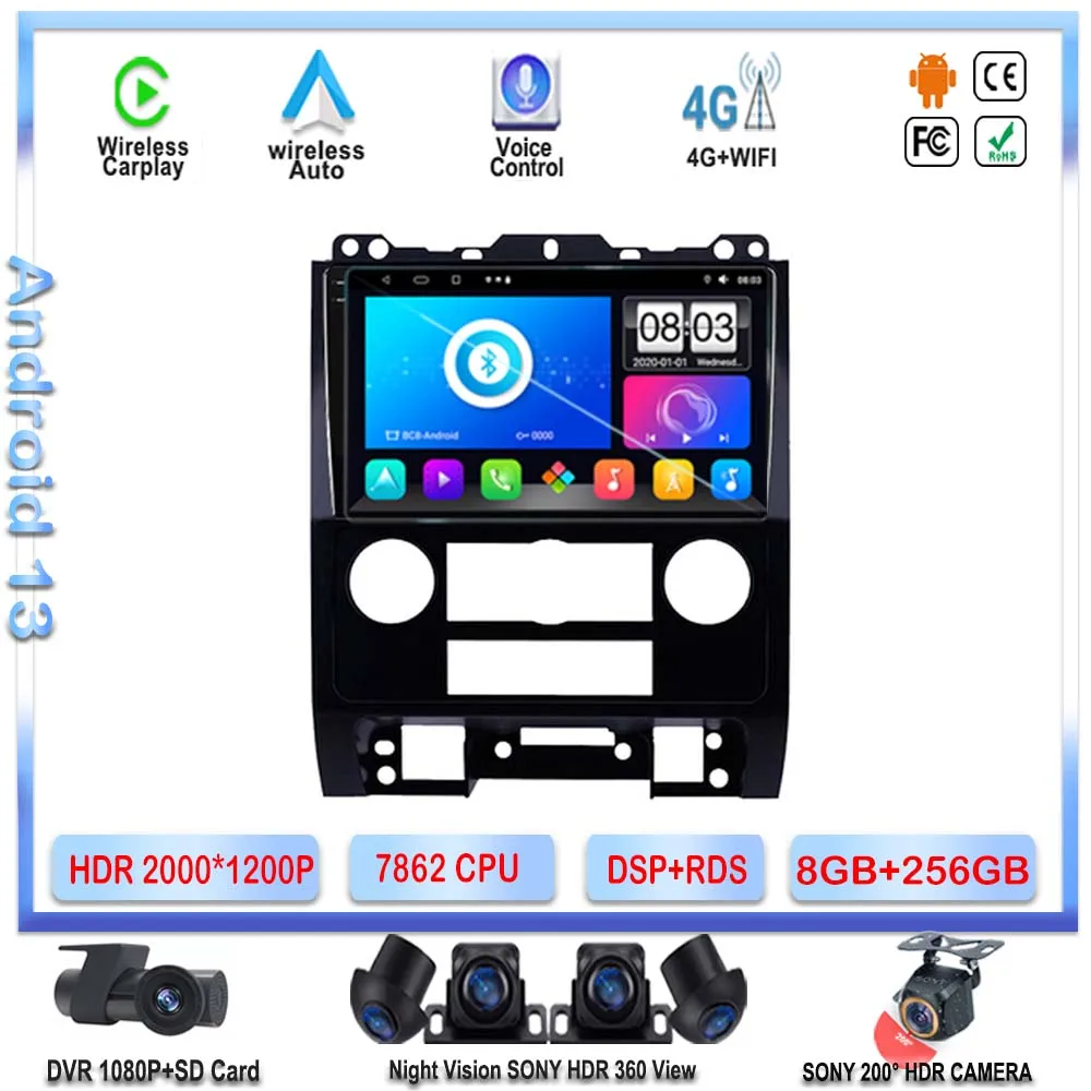 7862 ЦП Android 13 для Ford Escape 2007 2008 2009 2010 автомобильное радио DVD мультимедийный видеоплеер навигация GPS стерео