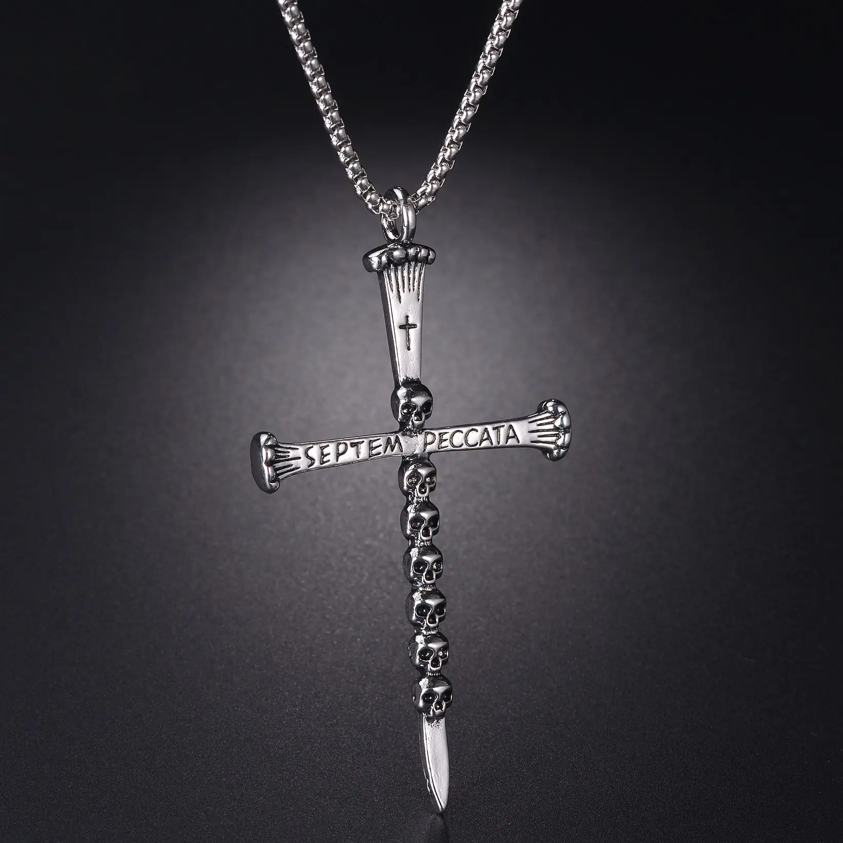 Цепочка с кулоном в виде Креста для мужчин и женщин винтажное ожерелье черепа
