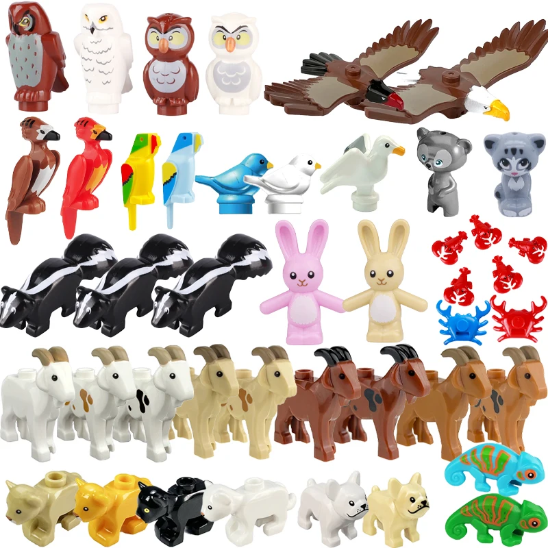 

City Animal Zoo Building Blocks Figures Goat Dog Lion Lobster Crab Raccoon Cheetah Street View MOC Accessories Bricks Toys Gifts