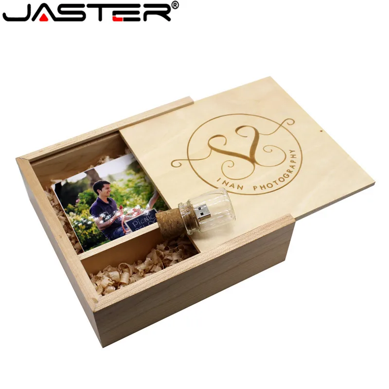 

Photo Box Wedding Gift 64GB USB Flash Drive Free Custom Logo 32GB Pen Drives Drifting Bottle 16GB Memory Stick Beautiful U Disk