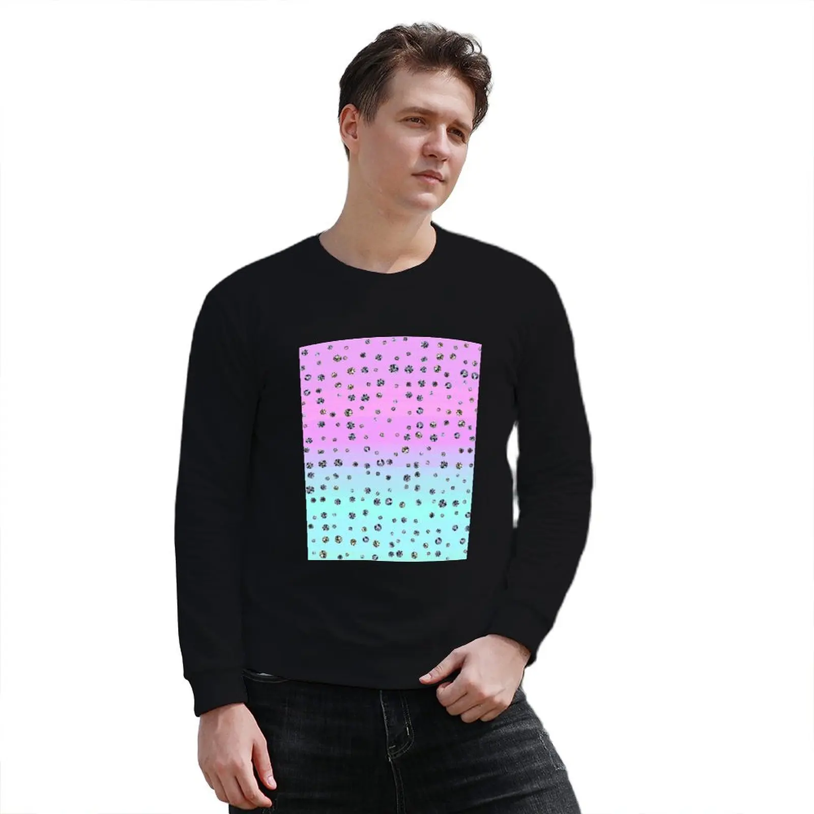 Печатный образ ромбовидного узора на розовом фоне с лазуровым градиентом