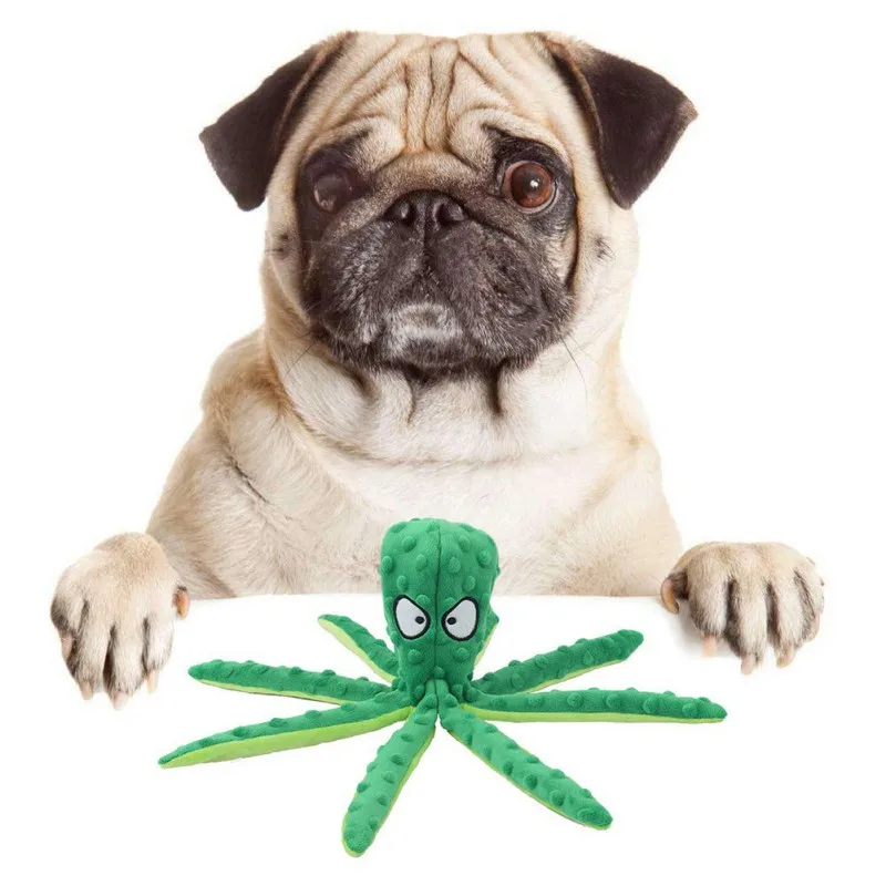 

Hot Plush Dog Toy Squeaker Chew Animal Toy Octopus Skin Shell Bite Resistant Plush Toy Funny Durability Molar Toys Pets Supplies