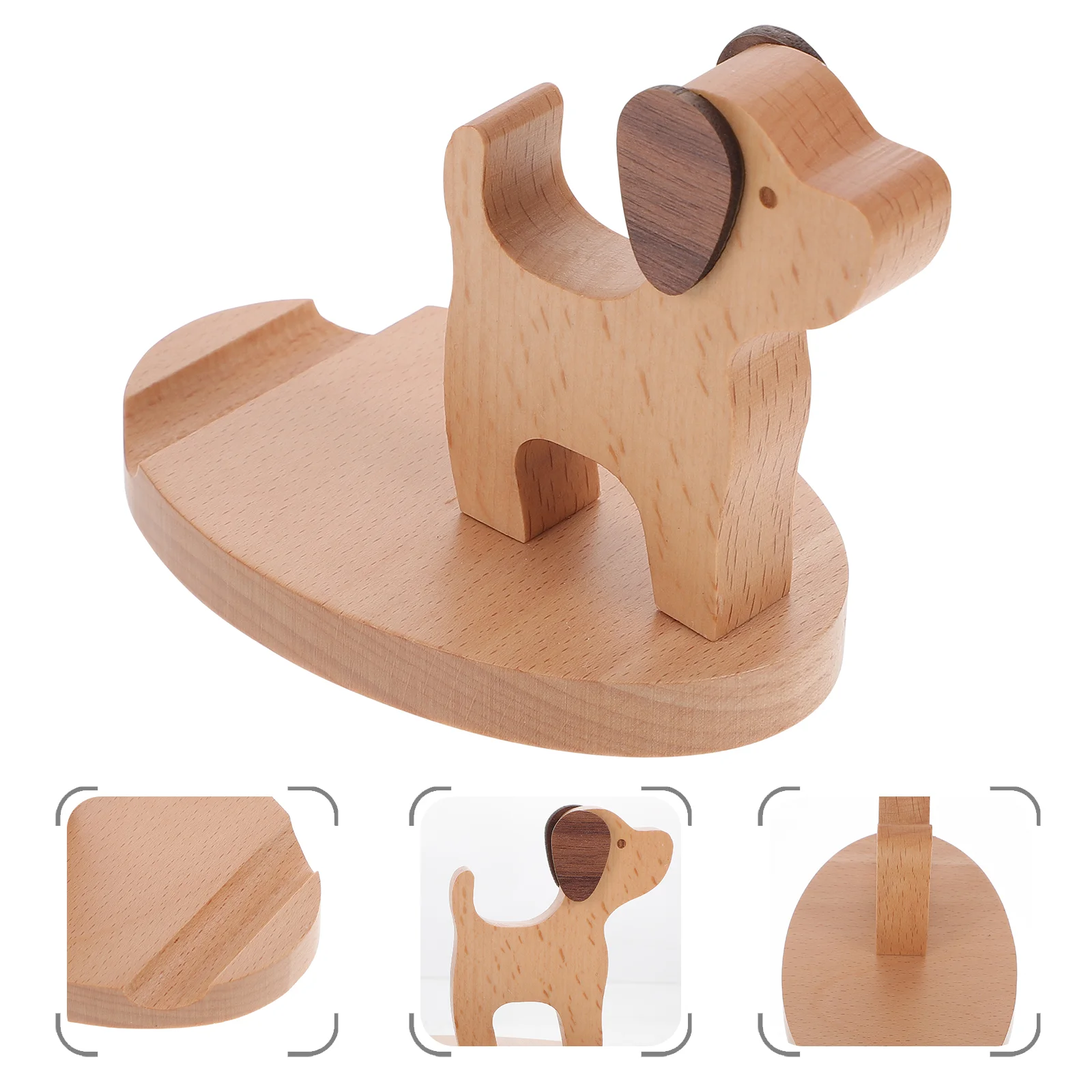 

Stand Holder Bracket Tablet Dog Cell Desk Wooden Rack Desktop Mobile Storage Smallcute Wood