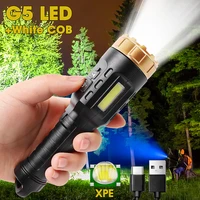 ultra bright rechargeable led flashlight with cob side light 4 lighting modes portable lantern used for camping hiking fishing
