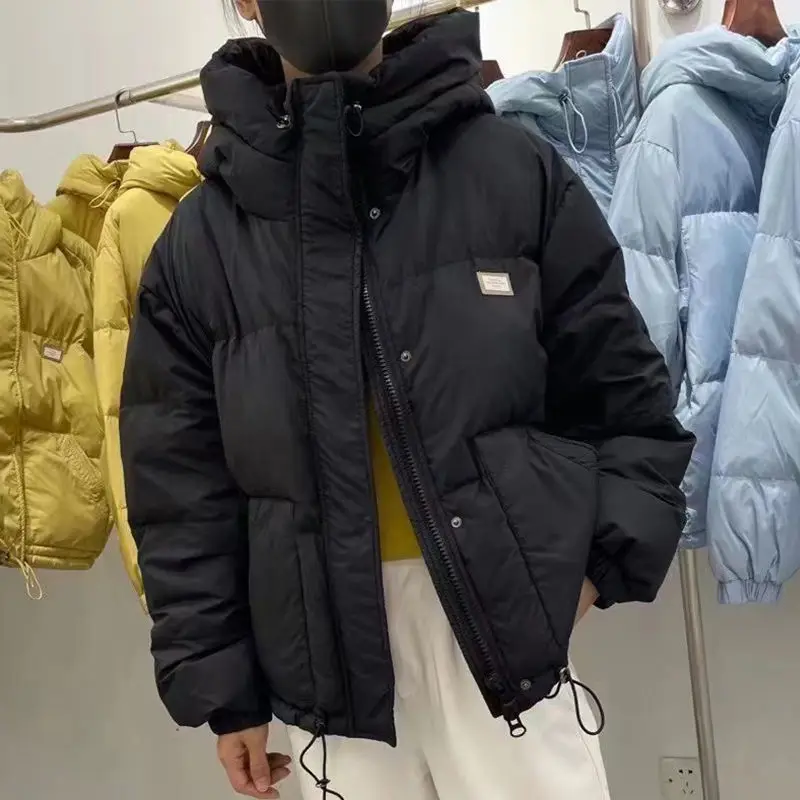 Winter Fashion New Down Jacket Women Short Korean Version of Hooded Solid Color Bread White Eiderdown Loose Thick Warm Coat