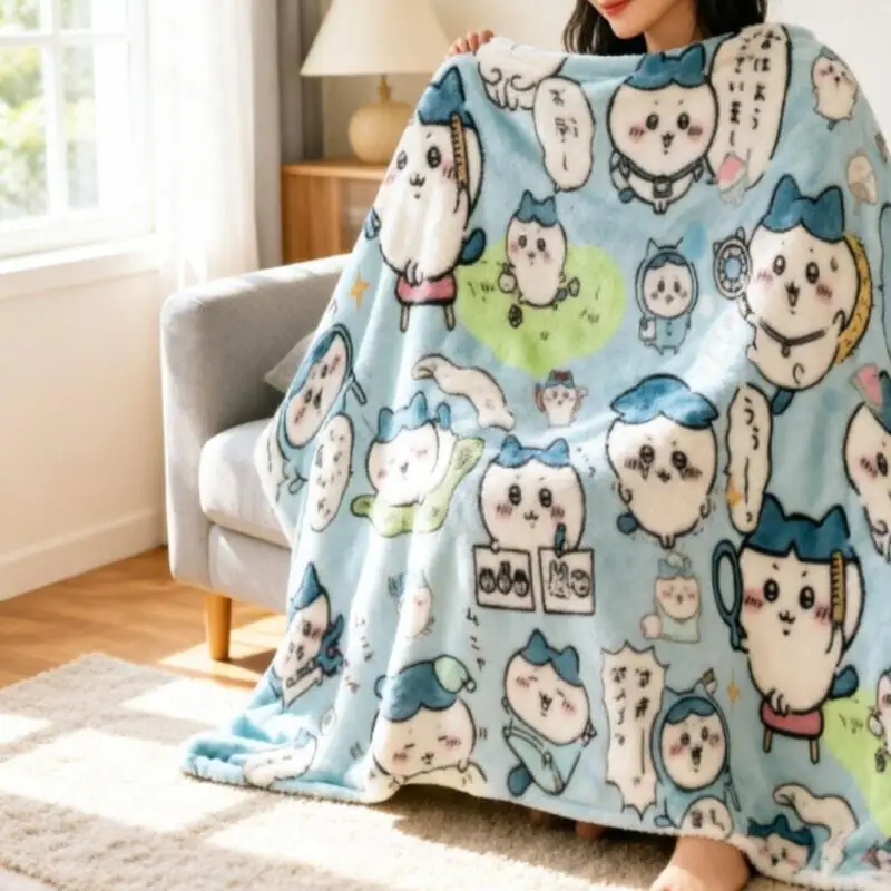 Милое фланелевое тонкое одеяло Kawaii Chiikawa Usagi Hachiware для офиса, дневного сна, кондиционированных помещений, студенческого общежития, дивана, путешествий (art.: 3920dbf4b691b) - 3920dbf4b691b