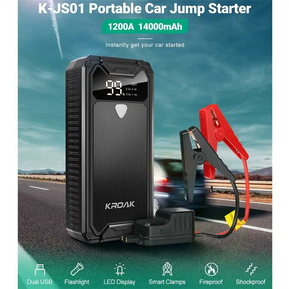 

14000mAh Car Jump Starter 1200A Portable Car Charger Booster Charger Booster Power Bank Starting Device Car Starter