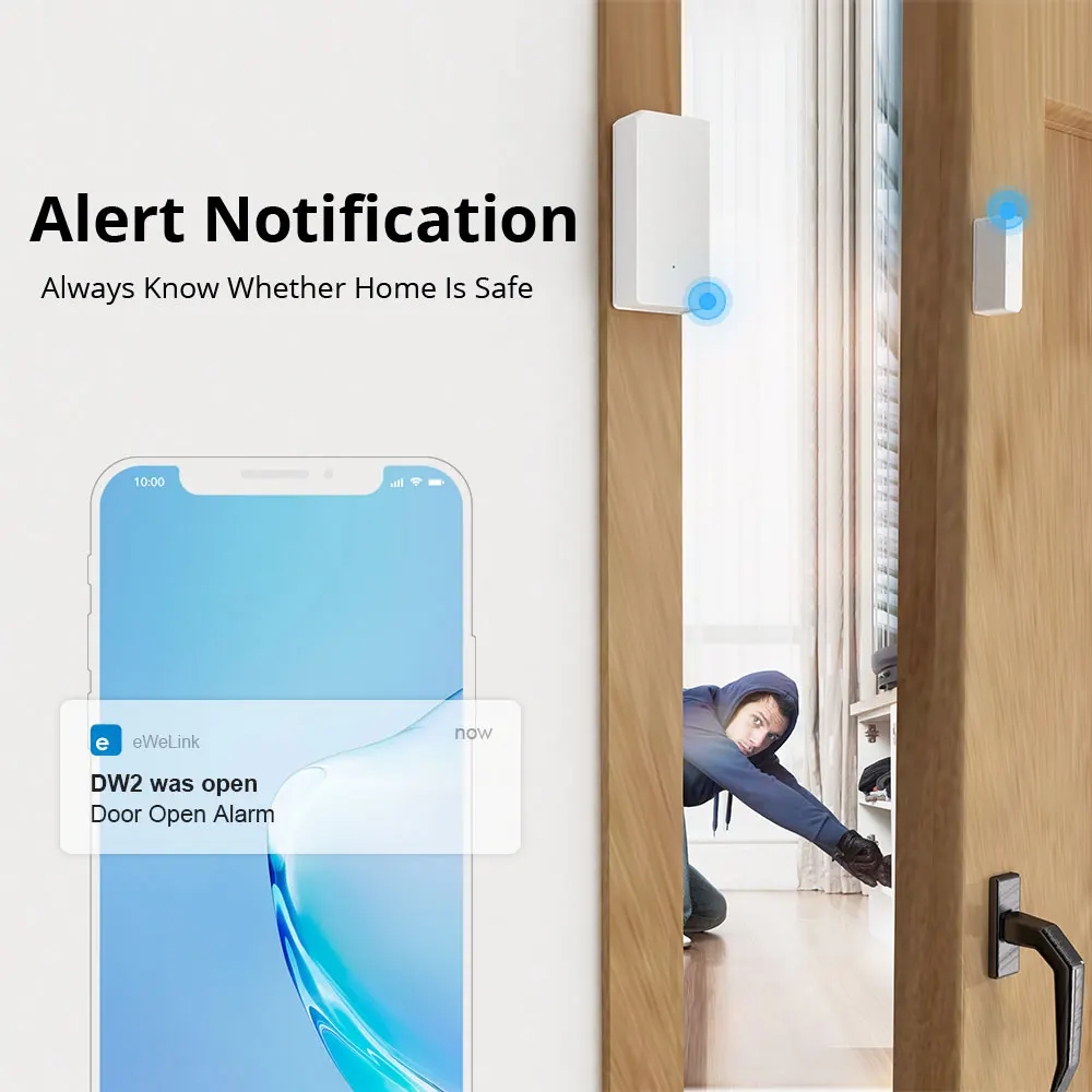 Sonoff DW2 Smart Home Security e-WeLink Wi-Fi сигнализация для дверей и окон с дистанционным