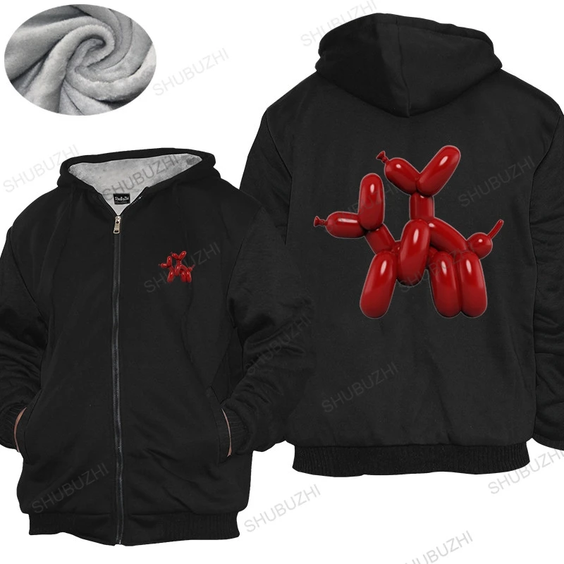 

mens brand warm coat male gift tops thick hoody when balloon dog meets dog... love is happening Loose tops for him winter jacket