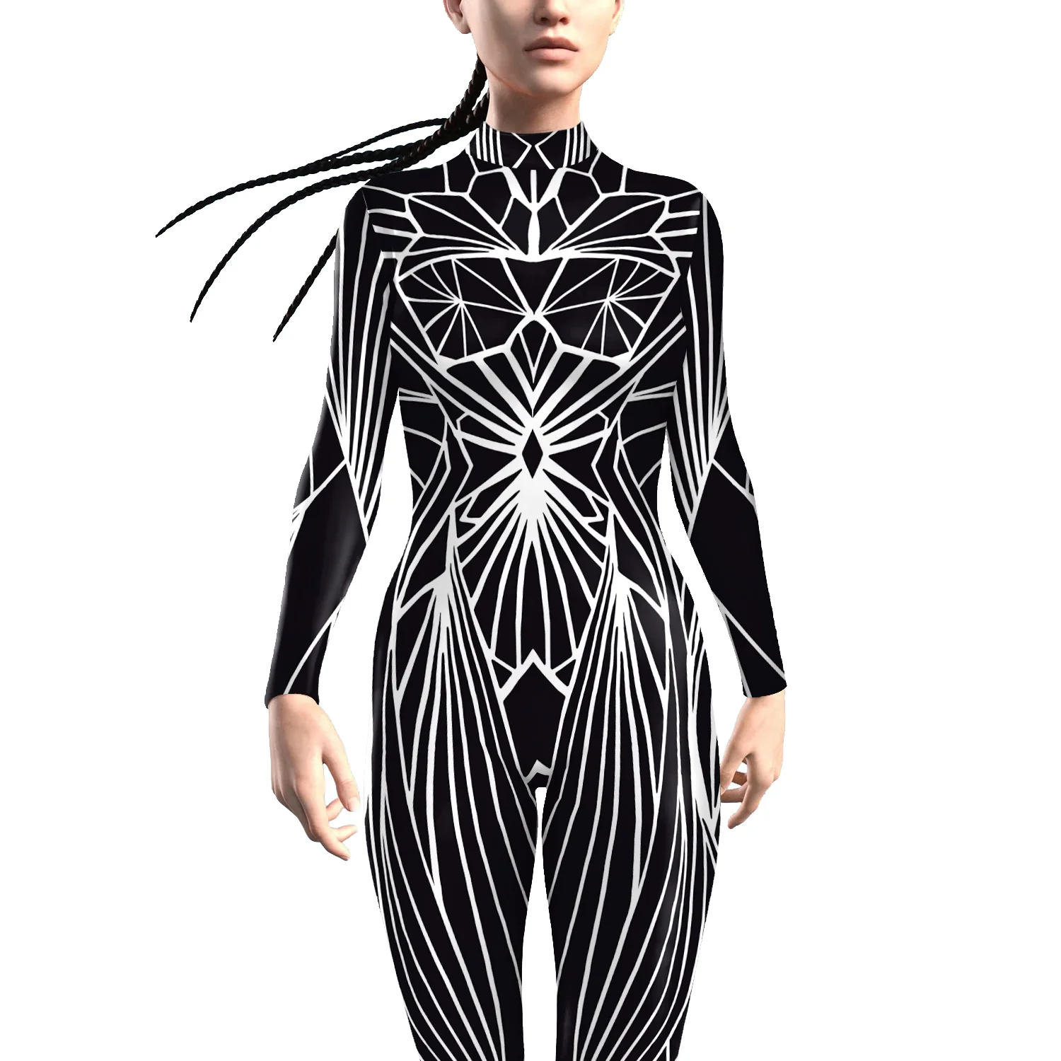 Модный черный костюм VIP со стразами женское сексуальное боди Zentai карнавальный
