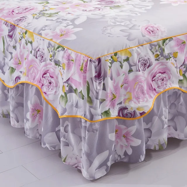 3Pcs Bed Sheet Cotton Lace Skirt Elastic Fitted Double Bedspread Mattress Cover Home Pillowcase Bedding Set Bedsheet 2 Seater 2