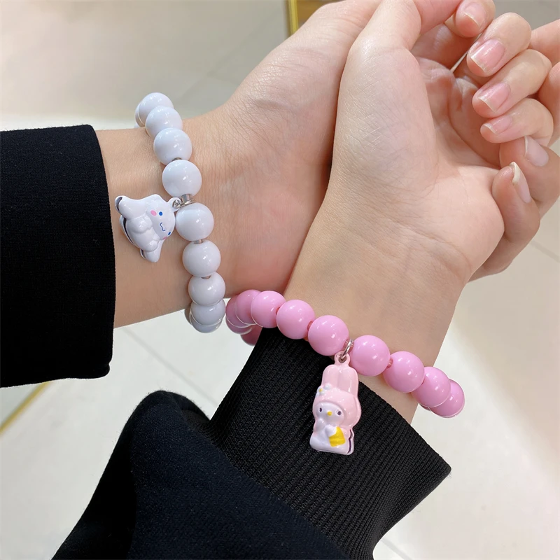 

Sanrioed Melody Kuromi Аниме фигурки модели игрушки Kawaii двухмерный Коричный браслет Iphone браслет-тип подарки на день рождения