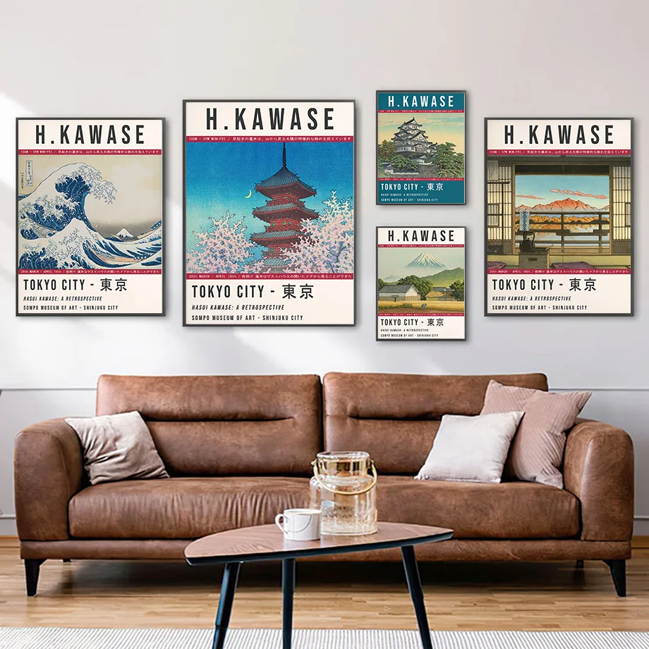 

Vintage Japanese Mount Fuji Sakura Wave Tokyo Wall Art Nordic Posters And Prints Decor Pictures For Living Room canvas painting