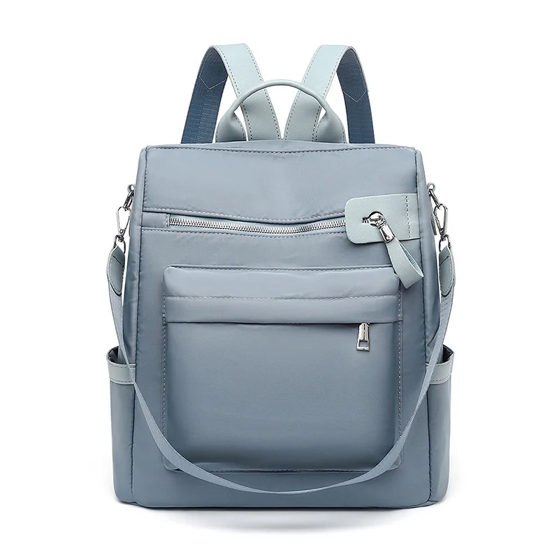 

TRAVEASY Casual Oxford Women Backpack Small Multi-pocket Female Shoulder Bag Preppy Style Teenage Girls Anti-Theft Daypack Blue