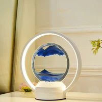 led quicksand art table lamp hourglass painting art unique decorative sand painting bedroom night lamp glass hourglass desk lamp