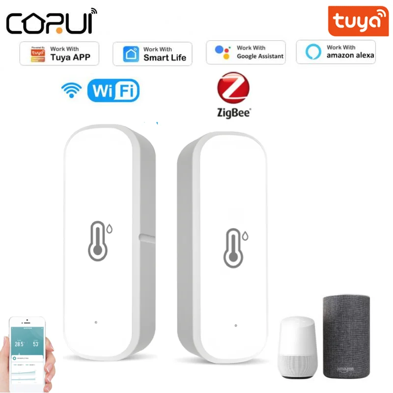 

Tuya Zigbee/Wifi Smart Temperature and Humidity Sensor Smart Home Security System Detector Work With Alexa SmartLife Google Home