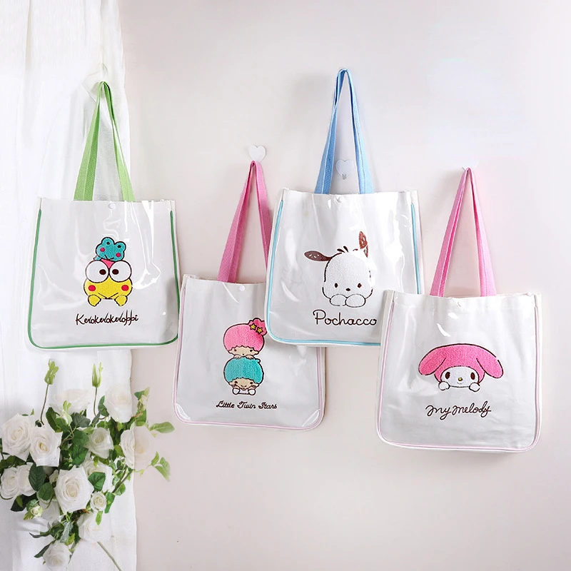 

Sanrio Handbag Anime Cartoon Embroidery Doll Figure Cinnamoroll My Melody Cinnamoroll Single Shoulder Canvas Bag for Casual Gift