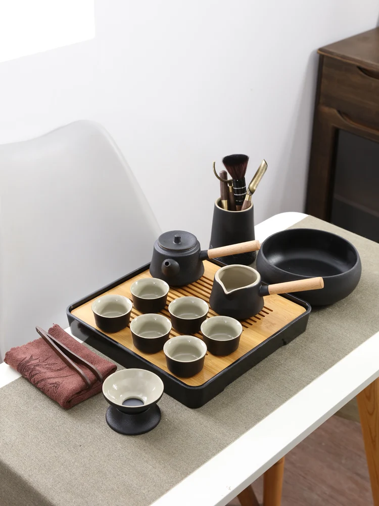 

Kung Fu Tea Set Modern Home Simple Living Room Ceramic Teapot Tea Cup Reception Office Tea Table Tea Tray Household Supplies