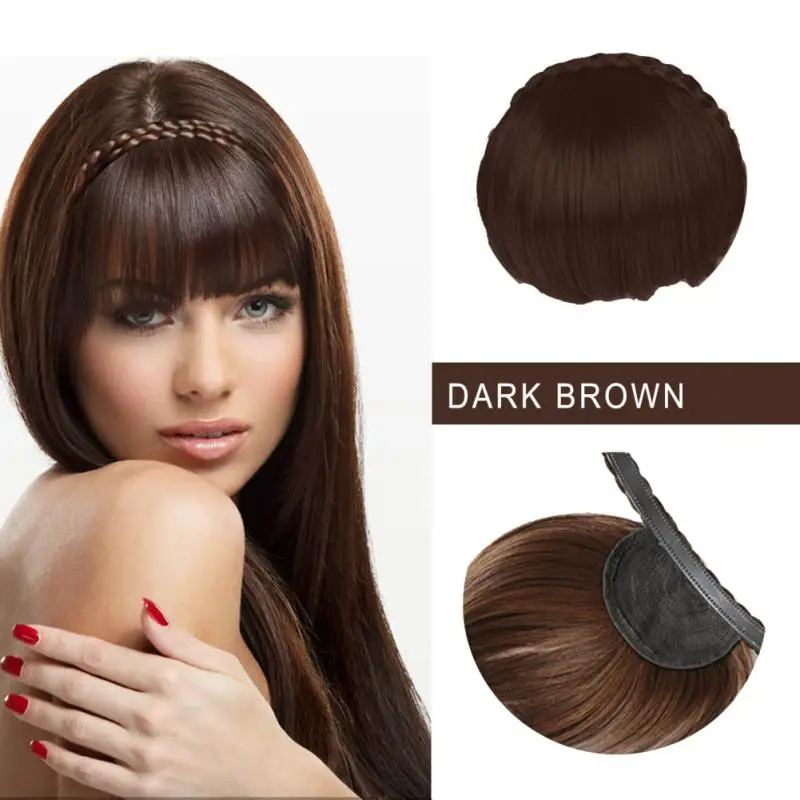 

4 Colors Female Synthetic Hair Bangs False Hair Clip Extension Modifies Fringe Shape Braid Hair Natural Modeling Styling Tools