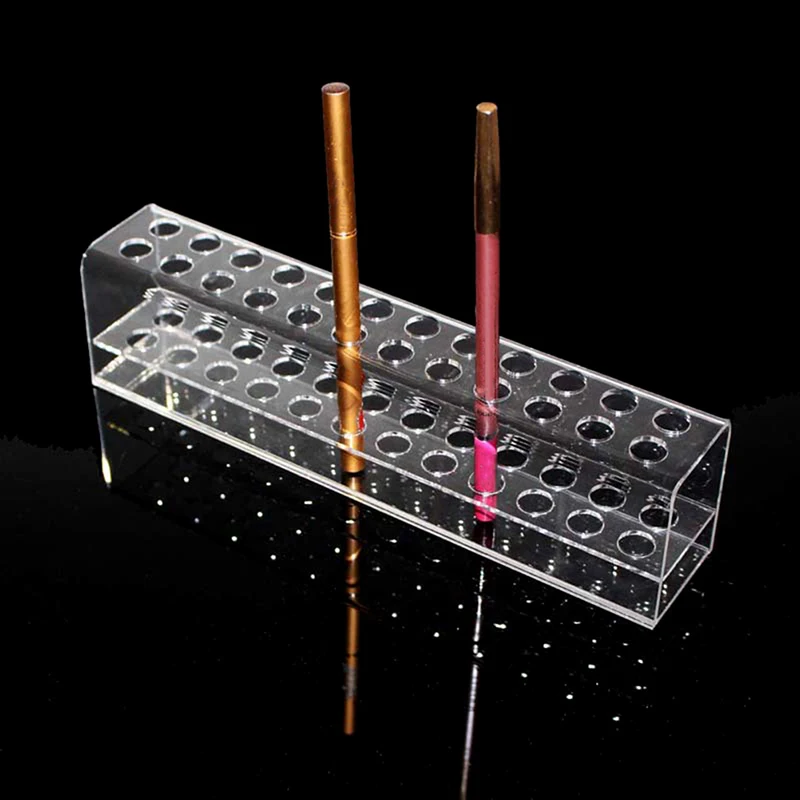

Clear 24 Slots Acrylic Eyeliner Lip Liner Pencil Holder Makeup Display Stand Organizer Makeup Brushes Shelf Cosmetic Storage Box