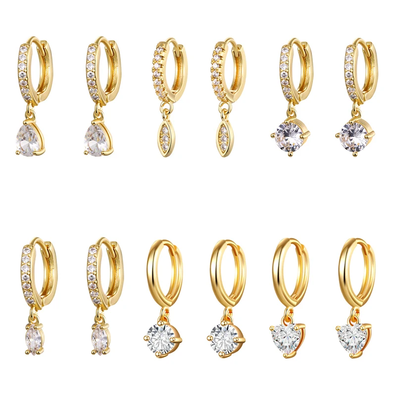

CRMYA Silver Gold Filled Dangle Earrings for Women CZ Zircon Long Water Drop Earring Men Jewelry Circle Ear Ring Wholesale