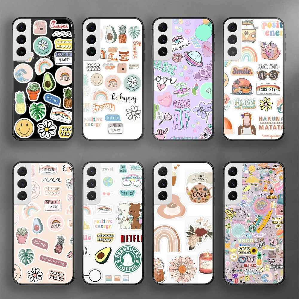 

Fondo Asthethic Stickers Cute Tempered Glass Phone Case Cover For Samsung Galaxy A S 9 12 13 20 21 22 32 33 Fe 5G Plus Ultra