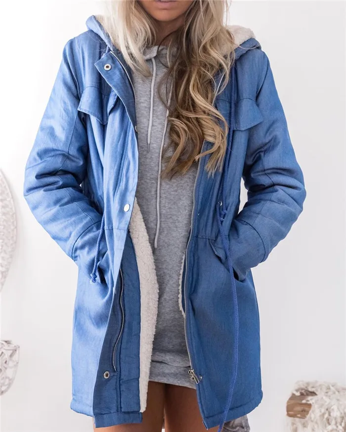 New Women Winter Fall Warmth Hooded Coats Casual Long Sleeve Jacket Autumn Ladies Fashion Preppy Solid Long Outwear Streetwear