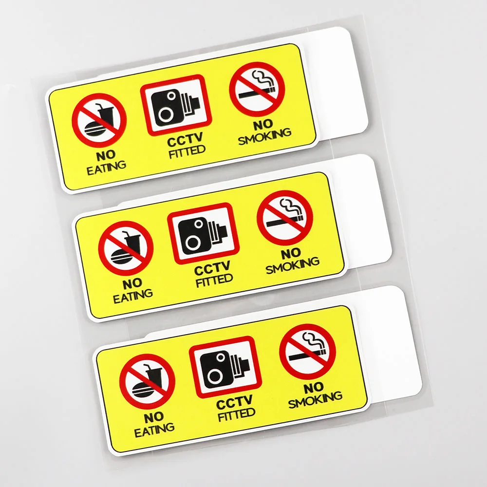 3 х без еды питья CCTV установленная наклейка на такси ПВХ автомобильная 12 5 см × 4 8