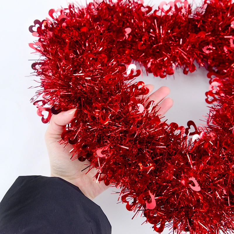 30 см красный венок в форме сердца любви мишура венки Свадебная вечеринка