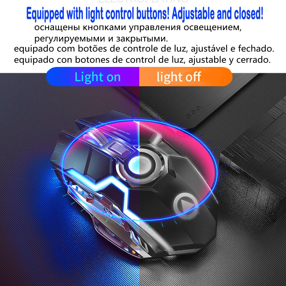 chycet 2022 wireless mouse gamer 2 4g usb gaming mouse 1600dpi color led backlit rechargeable silent mice for pc laptop computer free global shipping