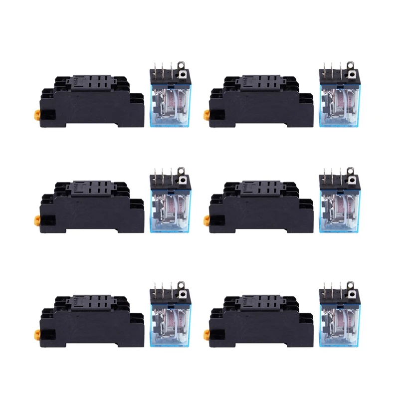 

6X LY2NJ Φ 220V AC Coil DPDT Power Relay 8 Pin W PTF08A Socket